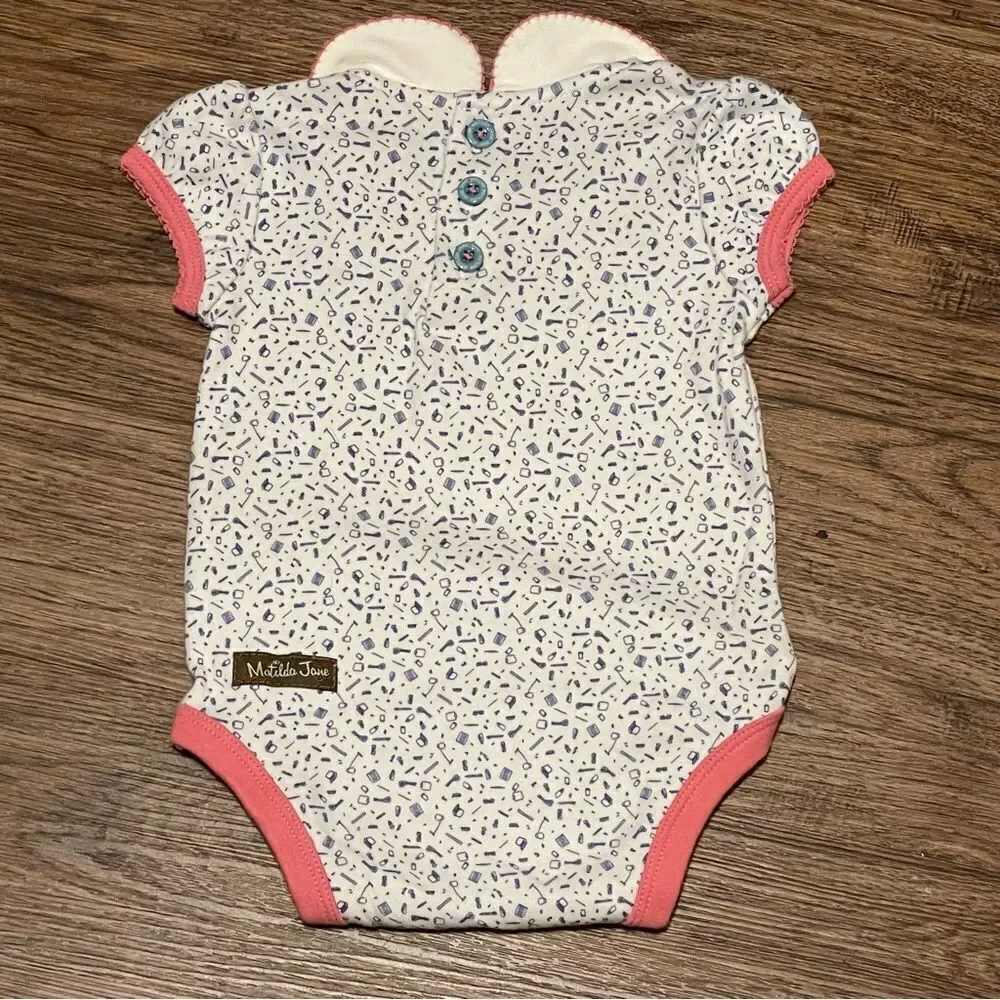Matilda Jane When I Grow Up One Piece Bodysuit Coral Blue White Size 6-12 Months